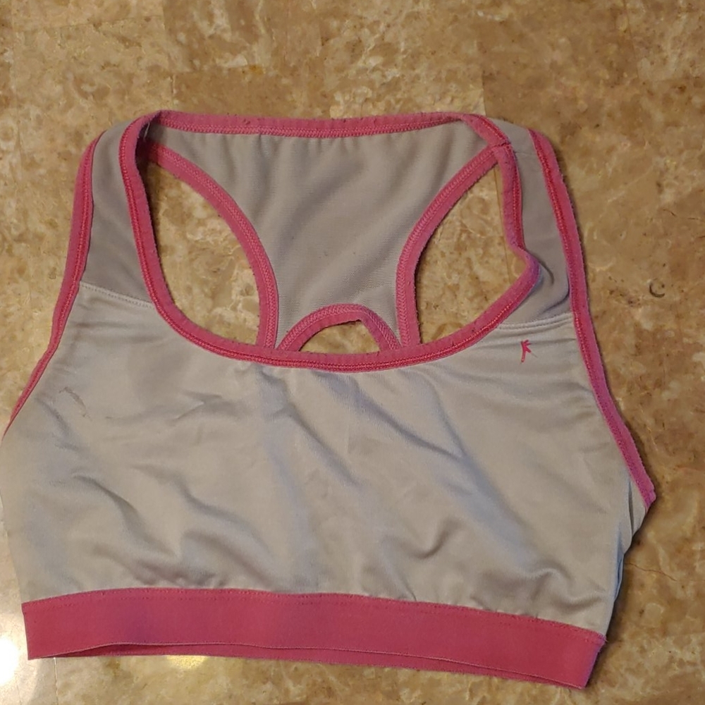 A danskin now silver and pink sports bra